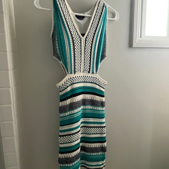 BEBE V-Neck Textured Sweater Dress - Picture 3 of 4